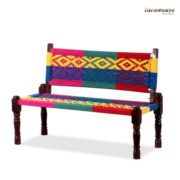 Furnweave Wooden Backrest Bench (Colorful 1) by Furnweave