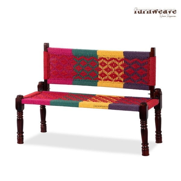 Furnweave Wooden Backrest Bench (Colorful 2) by Furnweave