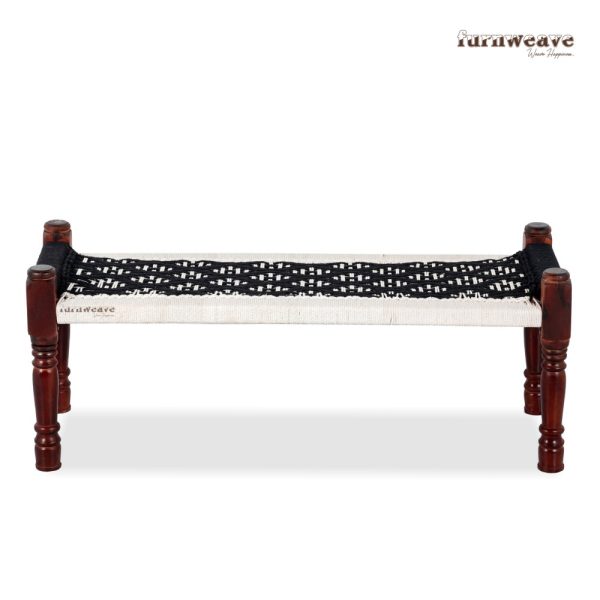 Furnweave Wooden Bench (Black and White) by Furnweave