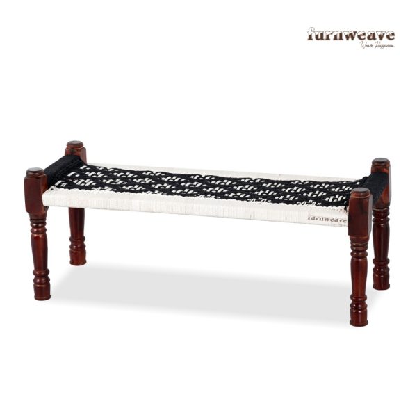 Furnweave Wooden Bench (Black and White) by Furnweave