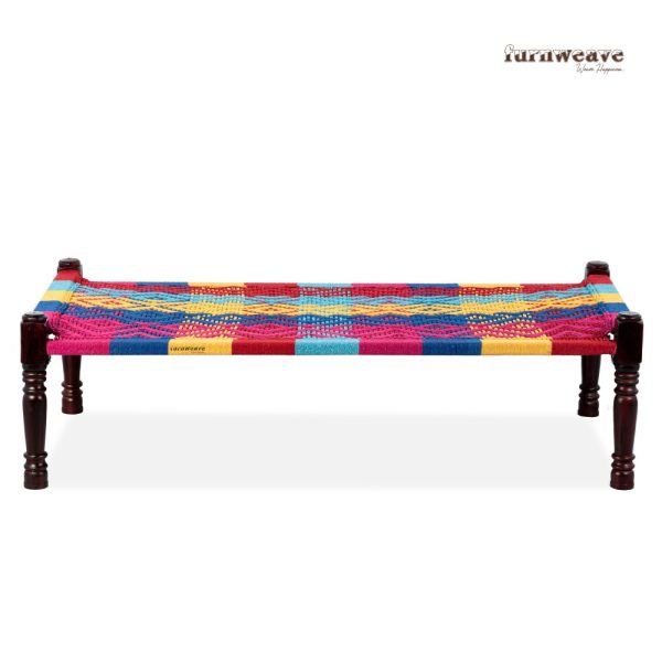 Furnweave Wooden Handwoven Charpai (Colorful 4) by Furnweave