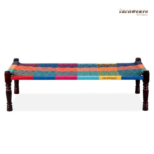 Furnweave Wooden Handwoven Charpai (Colorful 5) by Furnweave