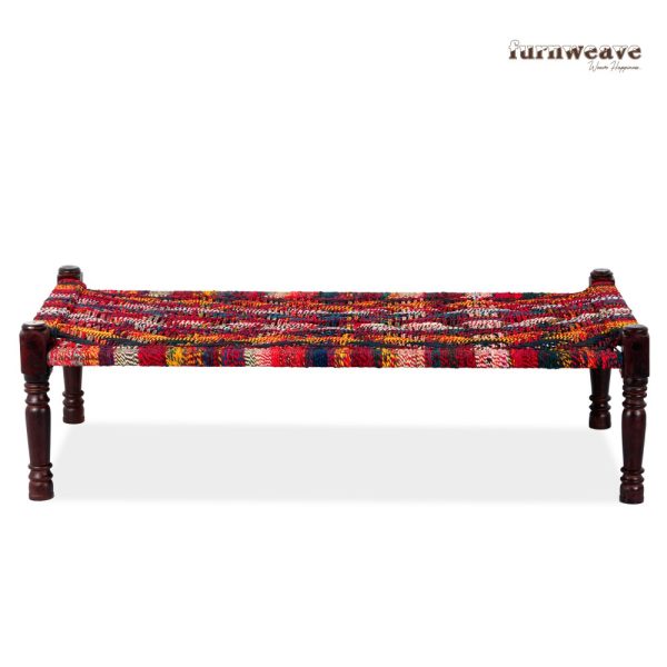 Furnweave Wooden Handwoven Charpai (Multicolor) by Furnweave