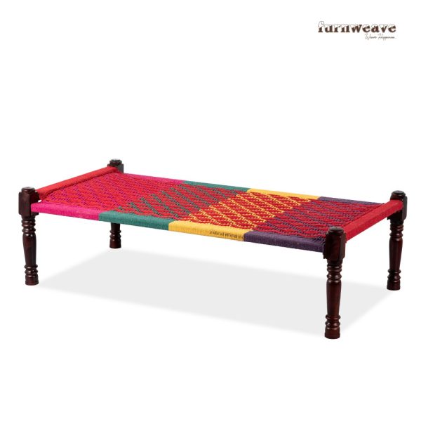 Furnweave Wooden Handwoven Charpai ( Colorful 2) by Furnweave