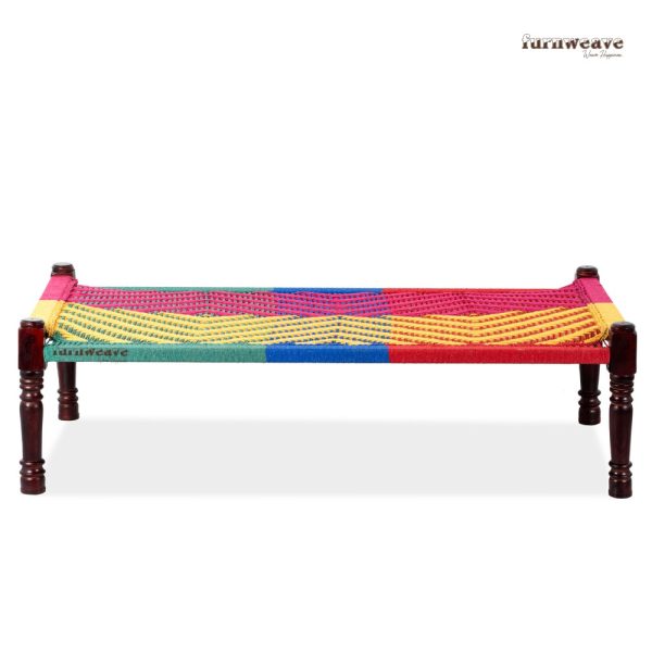Furnweave Wooden Handwoven Charpai ( FW Colorful) by Furnweave