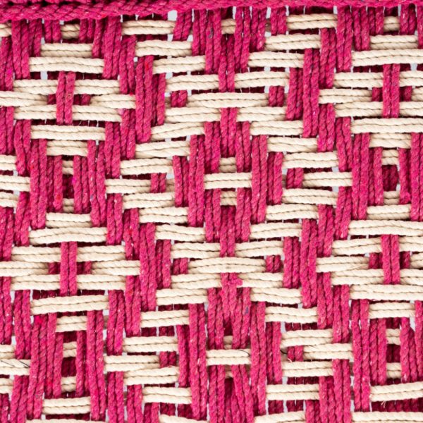 Furnweave Handwoven Set of Two Stools Pink White by Furnweave